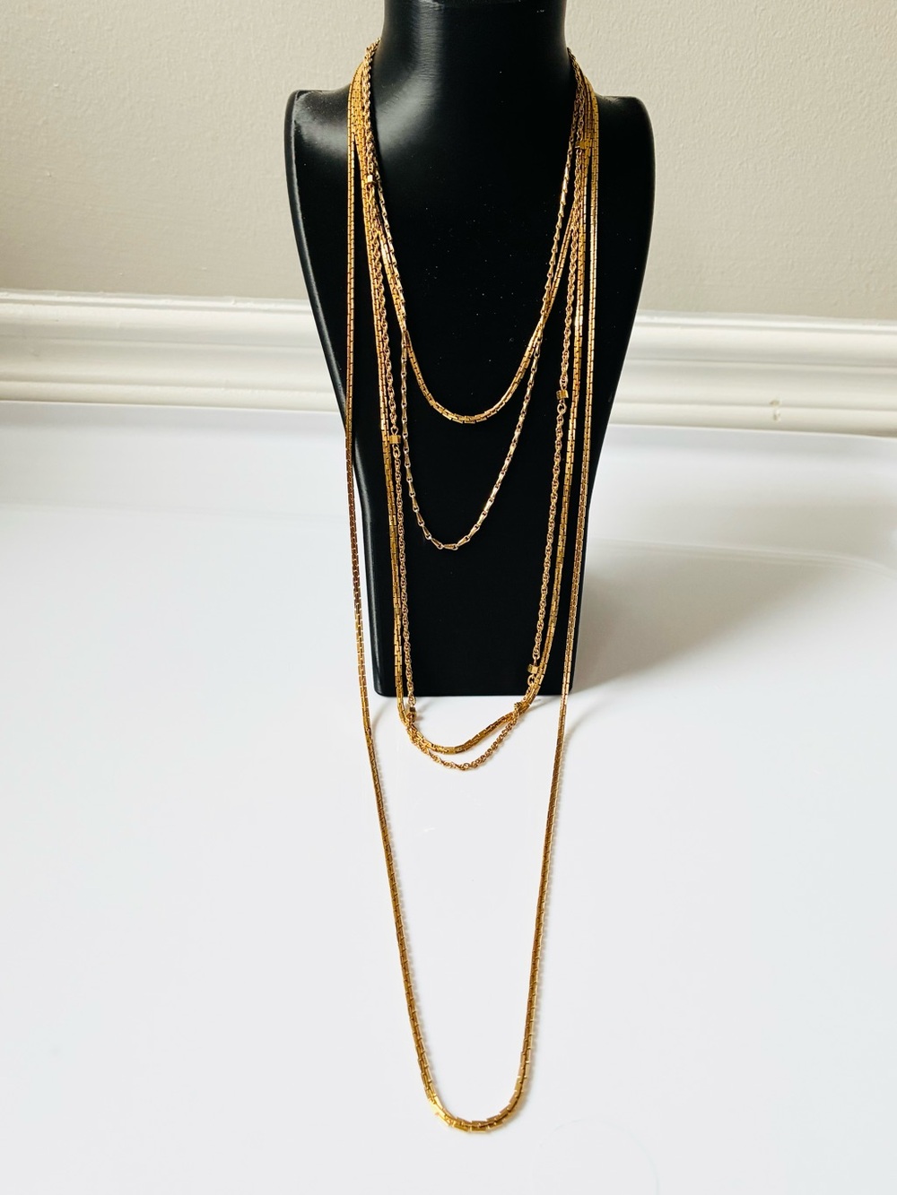 Monet Vintage Gold Tone Chain Necklaces, Lot of 5